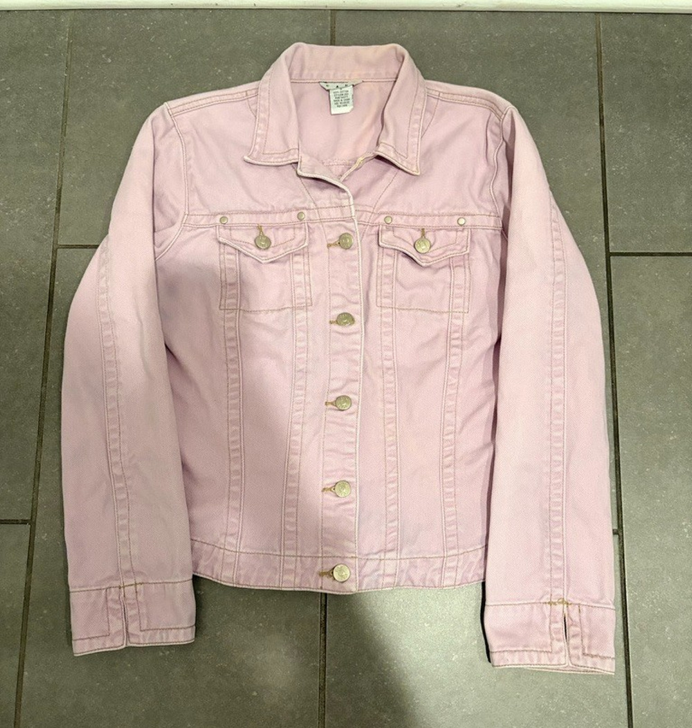 VTG Cabi Pink Denim Trucker Jacket Type III Utility Jean Coat Women’s Size Small